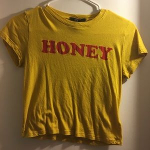 FOREVER 21 YELLOW HONEY SHIRT GRAPHIC T SIZES CROP